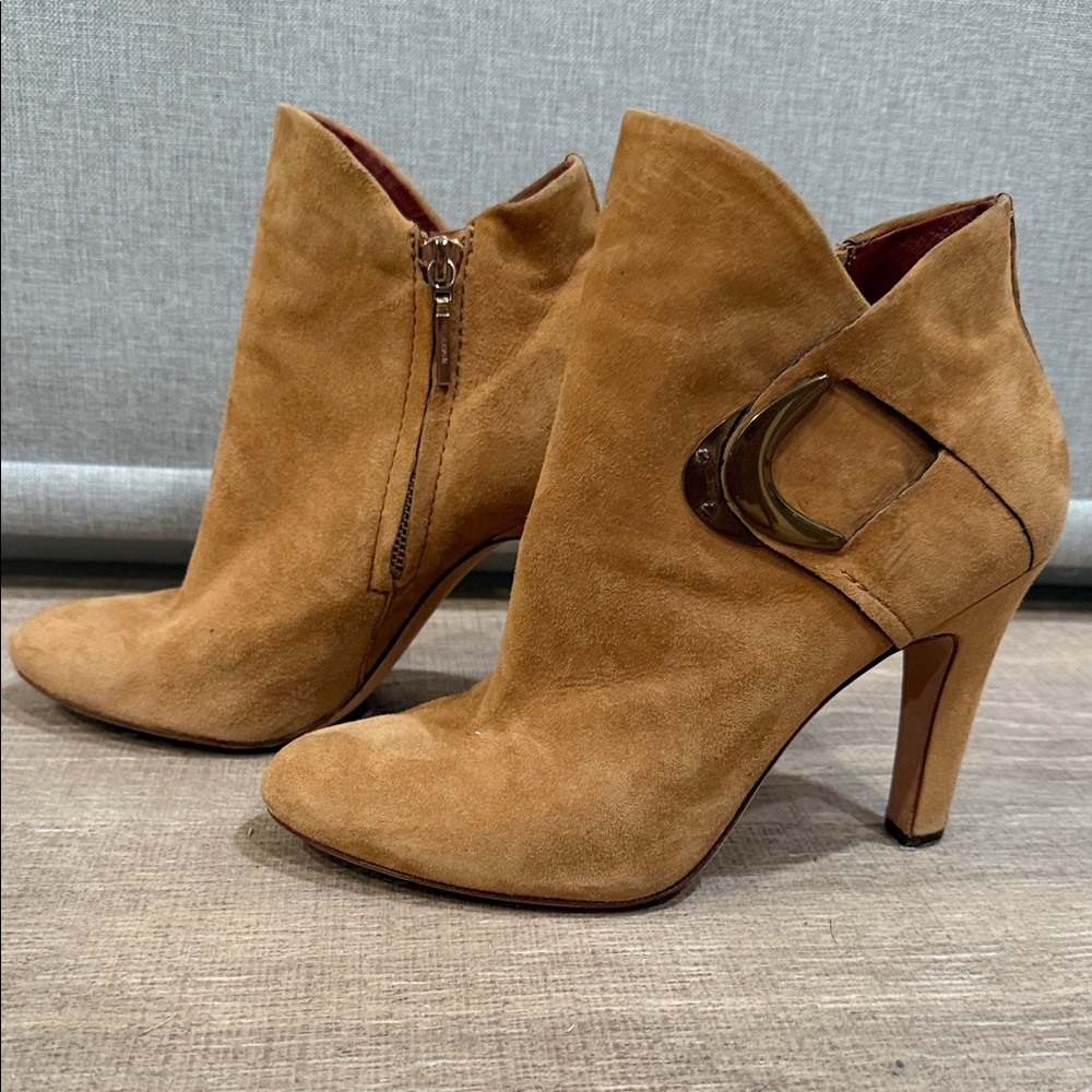 Aerin Camel Suede Ankle Booties - Picture 4 of 6